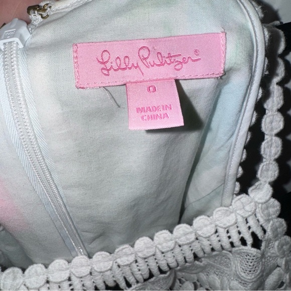 Lilly Pulitzer Pearl Shift Dress Poolside Blue Crochet Lace Neck - Picture 5 of 5